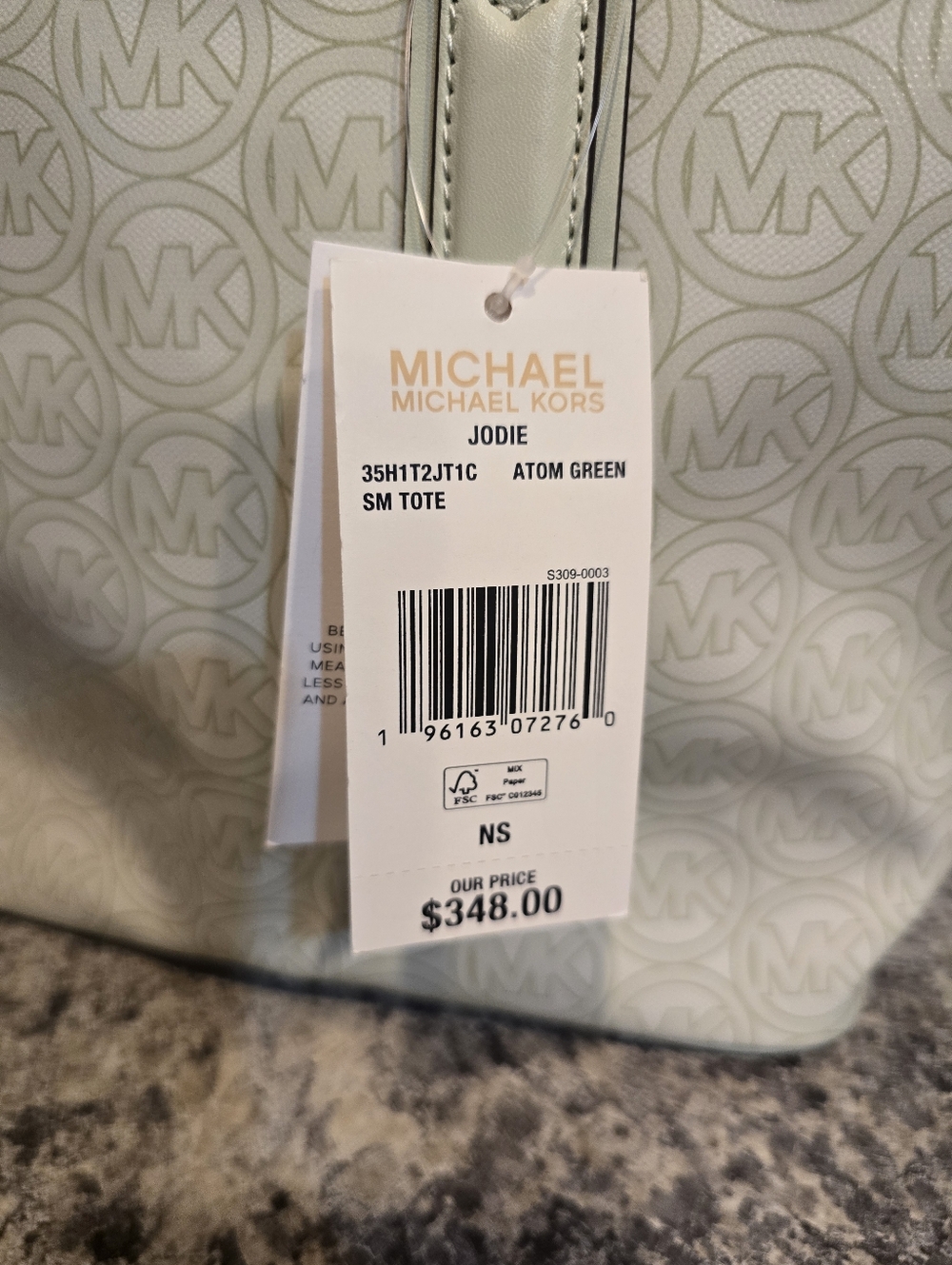 New MICHAEL KORS Jodie Small Mini Vegan Elbow Hand Tote Bag Atom Green Celery - Picture 4 of 6